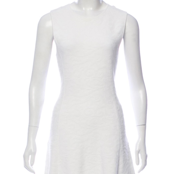🚫SOLD🚫 Theory White Jacquard Sleeveless Flared Dress NWT - Picture 2 of 7